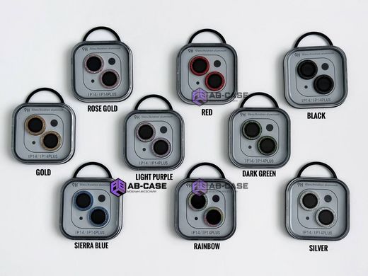 Защитные линзы для камеры iPhone 14 Plus Metal Diamonds Lens блестящие Sierra Blue