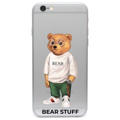 Чехол прозрачный Print Bear Stuff для iPhone 6/6s Мишка в белой футболке