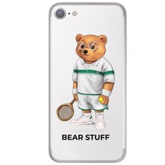 Чехол прозрачный Print Bear Stuff для iPhone SE2 Мишка теннисист
