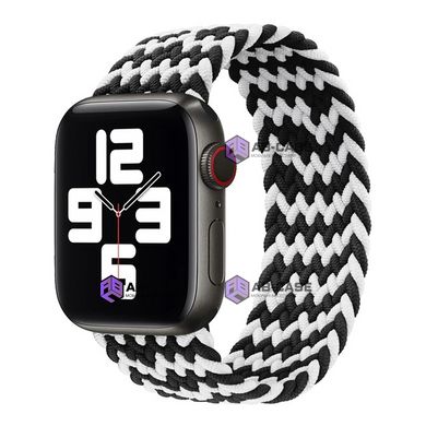 Монобраслет на Apple Watch Braided Solo Loop (Rainbow Black - White, 42mm, 44mm, 45mm, 49mm M)