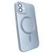 Чехол матовый Silicone with MagSafe для iPhone 11 c защитными линзами на камеру Sierra Blue