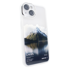 Чехол для iPhone 14 Print Nature Lakes с защитными линзами на камеру White
