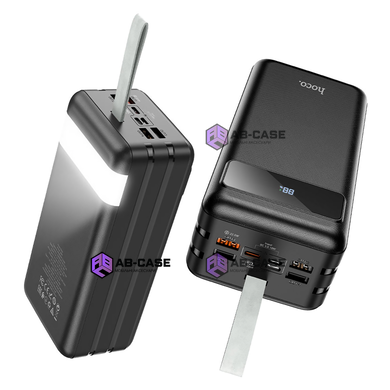 Павербанк 60000mAh 22.5w Hoco с фонариком 4 USB 1 Type C Quick Charge 3.0 PowerBank Black