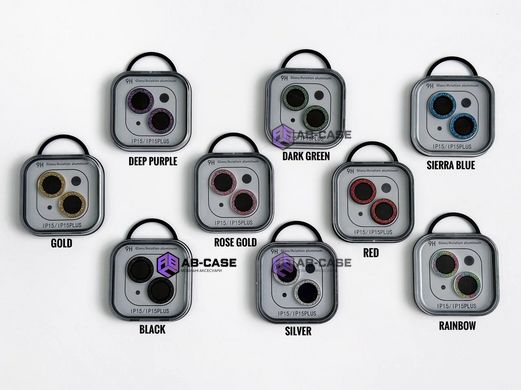 Защитные линзы для камеры iPhone 15 Plus Metal Diamonds Lens блестящие Deep Purple