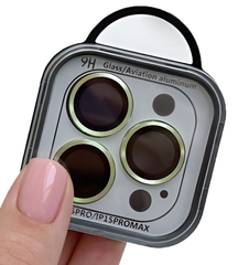Защитные линзы на камеру iPhone 15 Pro Metal Glass Lenses Light Green