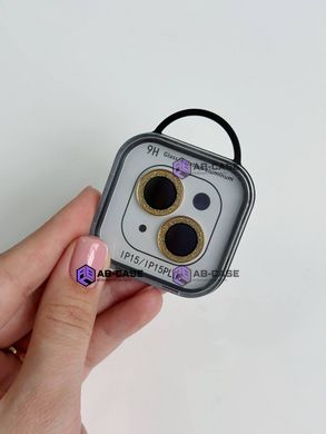 Защитные линзы для камеры iPhone 15 Plus Metal Diamonds Lens блестящие Gold