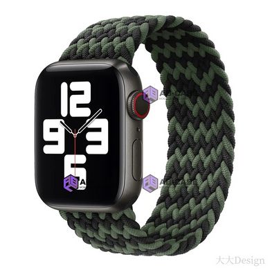 Монобраслет на Apple Watch Braided Solo Loop (Rainbow Black - Green, 42mm, 44mm, 45mm, 49mm S)