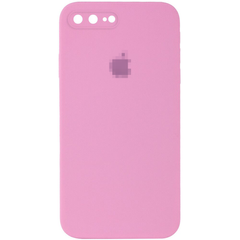Чехол Silicone Case FULL CAMERA (square side) (для iPhone 7/8 PLUS) (Light Pink)
