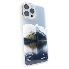 Чехол для iPhone 14 Pro Print Nature Lakes с защитными линзами на камеру White
