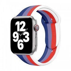 Ремінець райдужний на Apple Watch Sport Rainbow (38mm, 40mm, 41mm, Blue-Red-White)
