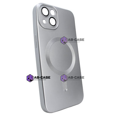 Чехол матовый Silicone with MagSafe для iPhone 13 c защитными линзами на камеру Silver