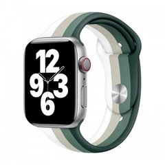 Ремінець райдужний на Apple Watch Sport Rainbow (38mm, 40mm, 41mm, Green-White)