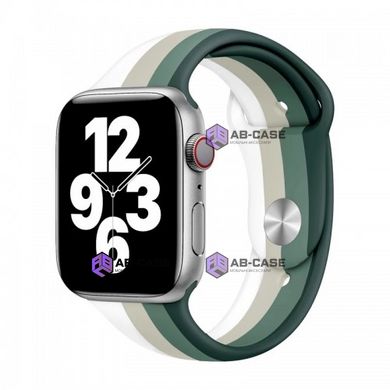 Ремешок радужный для Apple Watch Sport Rainbow (38mm, 40mm, 41mm, Green-White)