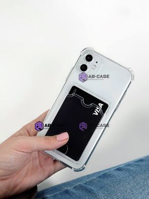 Чехол для iPhone 13 mini Card Holder Armored Case с карманом для карты прозрачный