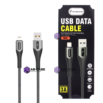 Кабель плетеный USB to Lightning 3A SkyDolphin Cable Black