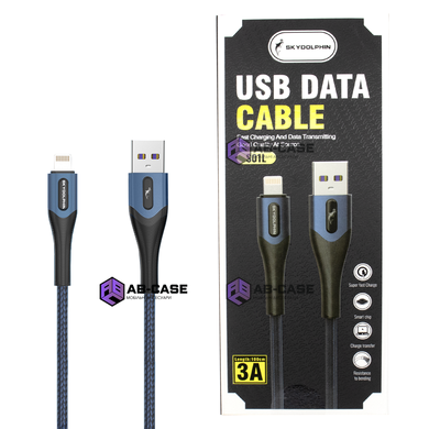 Кабель плетеный USB to Lightning 3A SkyDolphin Cable Blue