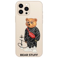 Чехол прозрачный Print Bear Stuff для iPhone 15 Pro Max Мишка с кальяном