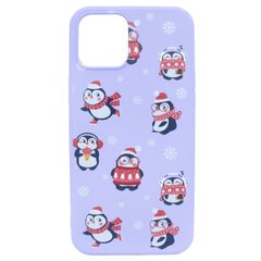 Чехол для iPhone 12 | 12 Pro WAVE Winter Case White Bear with Christmas tree and penguins Light Purple