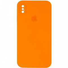 Чехол Silicone Case FULL CAMERA (square side) (для iPhone X/Xs) (Electric Orange)