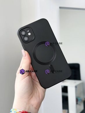 Чехол матовый Silicone with MagSafe для iPhone 14 c защитными линзами на камеру Black