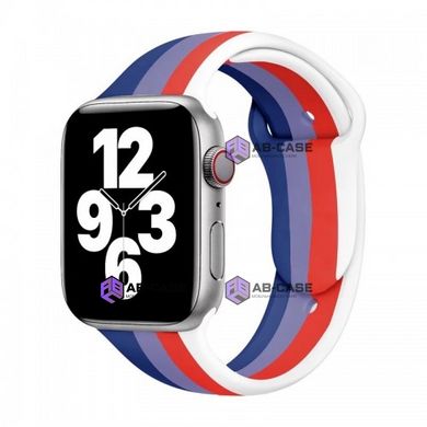 Ремешок радужный для Apple Watch Sport Rainbow (42mm, 44mm, 45mm, 49mm Blue-Red-White)