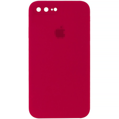 Чехол Silicone Case FULL CAMERA (square side) (для iPhone 7/8 PLUS) (Rose Red)