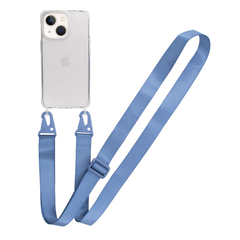 Прозрачный чехол для iPhone 15 Plus c ремешком Clear Crossbody Cobalt Blue