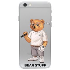 Чехол прозрачный Print Bear Stuff для iPhone 6/6s Мишка гольфист