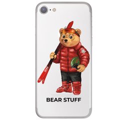 Чехол прозрачный Print Bear Stuff для iPhone SE2 Мишка лыжник