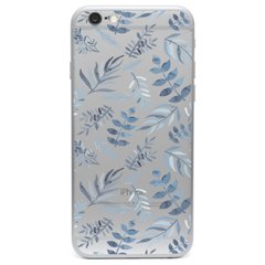 Чехол прозрачный Print Flowers для iPhone 6 Plus/6s Plus Синие цветы
