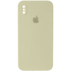 Чехол Silicone Case FULL CAMERA (square side) (для iPhone Xs Max) (Antique White)