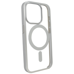 Чехол для iPhone 15 Plus матовый Clear case with MagSafe Titanium Silver