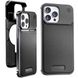 Чехол для iPhone 14 Pro металлический Aluminium with Leather MagSafe, Black