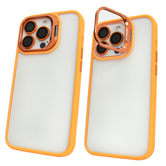 Чехол для iPhone 14 Pro Guard Stand Camera Lens с линзами и подставкой Orange