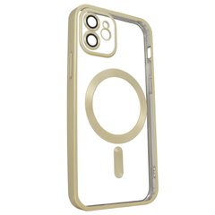 Чехол для iPhone 12 матовый Shining with MagSafe с защитными линзами на камеру Gold