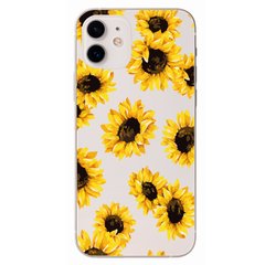 Чехол прозрачный Print Flowers для iPhone 12 mini Цветы подсолнухи