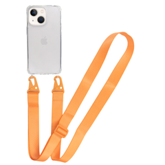 Прозрачный чехол для iPhone 15 Plus c ремешком Clear Crossbody Orange