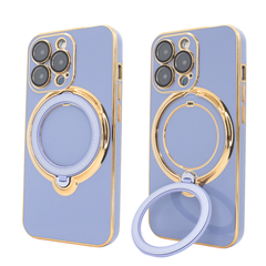 Чехол для iPhone 15 Pro Max Holder Glitter Shining Сase with MagSafe с подставкой и защитными линзами на камеру Sierra Blue