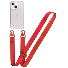 Прозрачный чехол для iPhone 15 Plus c ремешком Clear Crossbody Red