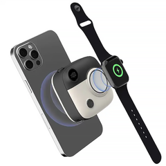 Беспроводной магнитный павербанк 10000 mAh Magnetic Dual для iPhone + Apple Watch MagSafe PowerBank - Black