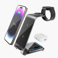 Бездротова зарядка 3 в 1 Smart Pure Metal 15W (iPhone+Apple Watch+AirPods) Silver