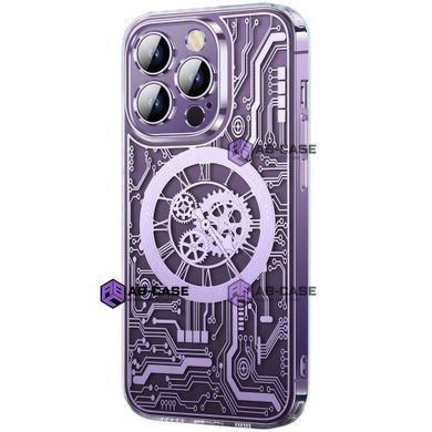 Чохол Clock with MagSafe на iPhone 14 прозорий Deep Purple