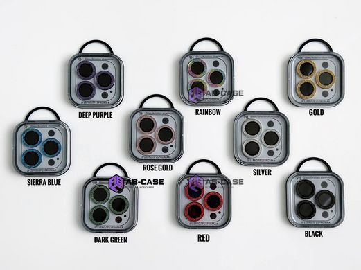 Защитные линзы для камеры iPhone 15 Pro Max Metal Diamonds Lens блестящие Deep Purple