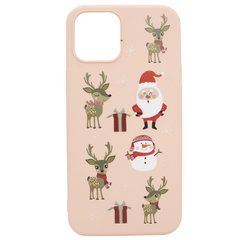 Чехол для iPhone 12 | 12 Pro WAVE Winter Case Santa Claus with Deer Pink Sand