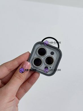 Защитные линзы для камеры iPhone 15 Pro Max Metal Diamonds Lens блестящие Silver