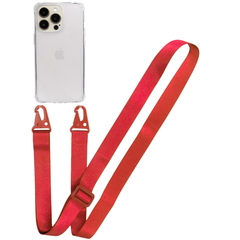 Прозрачный чехол для iPhone 15 Pro c ремешком Clear Crossbody Red