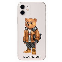 Чехол прозрачный Print Bear Stuff для iPhone 12 mini Мишка в дубленке