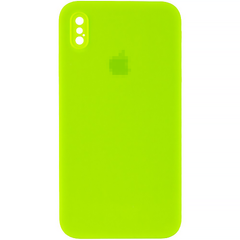 Чехол Silicone Case FULL CAMERA (square side) (для iPhone Xs Max) (Party Green)