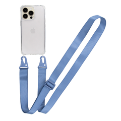 Прозрачный чехол для iPhone 15 Pro c ремешком Clear Crossbody Cobalt Blue