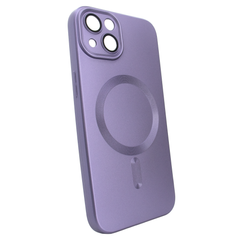 Чехол матовый Silicone with MagSafe для iPhone 14 c защитными линзами на камеру Deep Purple